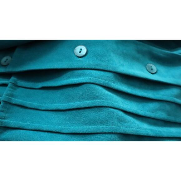 Vintage 90s KORET Teal Blue Green Microsuede Skirt Suit Set Jacket 14 Old Money - Picture 2 of 8
